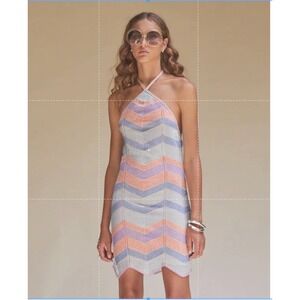 SUBOO - KIKI CHEVRON HALTER MINI DRESS Size‎ Medium NWT